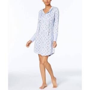NEW ANDE bandana hooded sleepshirt nightgown in blue